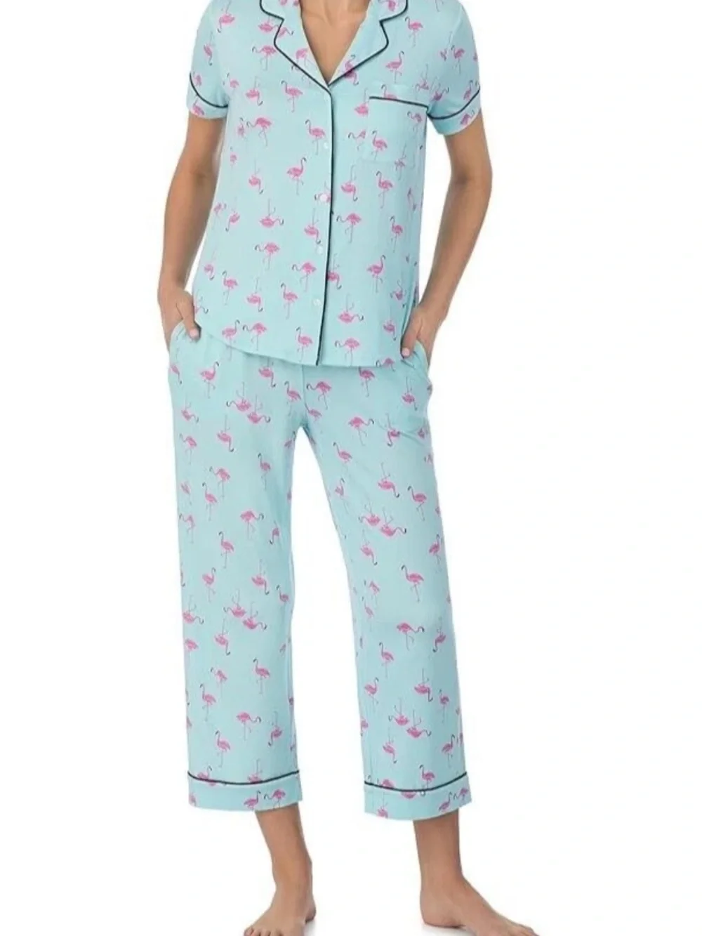 kate spade Light Blue and Pink Flamingo Pajama Set Top XL